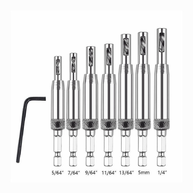 7pcs Self Centering Hinge Hardware Drill Bit Set Pilot Hole Guides for Door Wind