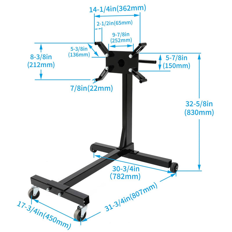 DURAFORCE 1500LBS Steel Rotating Engine Stand 360 Degree Head Truck Motor Repair Hoist
