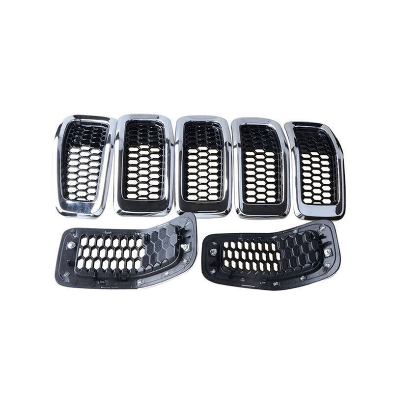 Chrome Front Bumper Grille Insert Honeycomb Mesh for 2014-2018 Jeep Cherokee