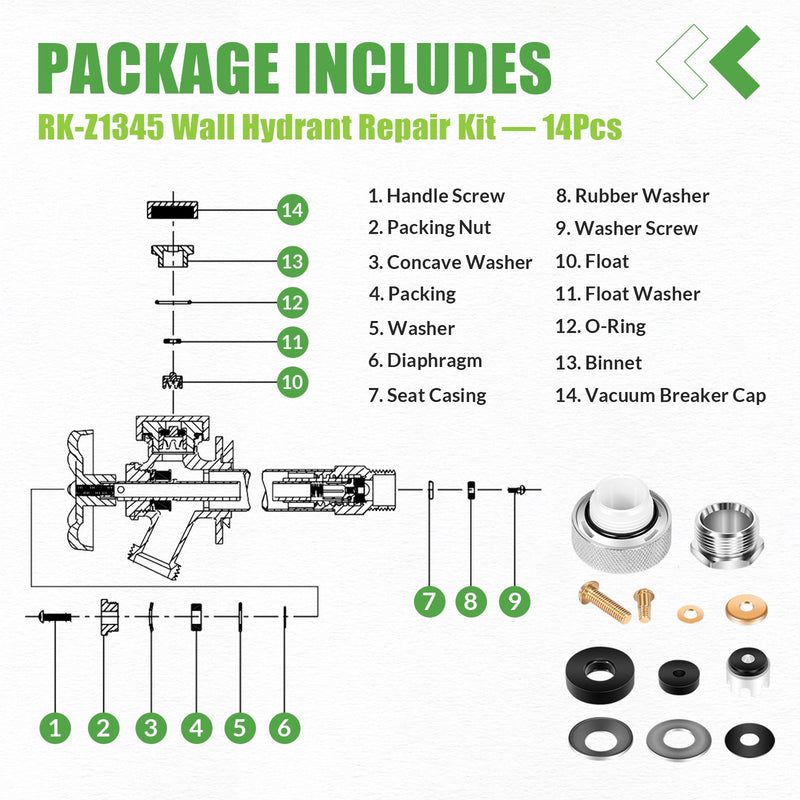 RK-Z1345 Wall Hydrant Repair Kit for Zurn HYD-RK-Z1345 66955-198-9