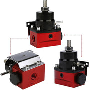 DURAFORCE Adjustable Fuel Pressure Regulator Kit 0-100psi Gauge -6AN Black Red