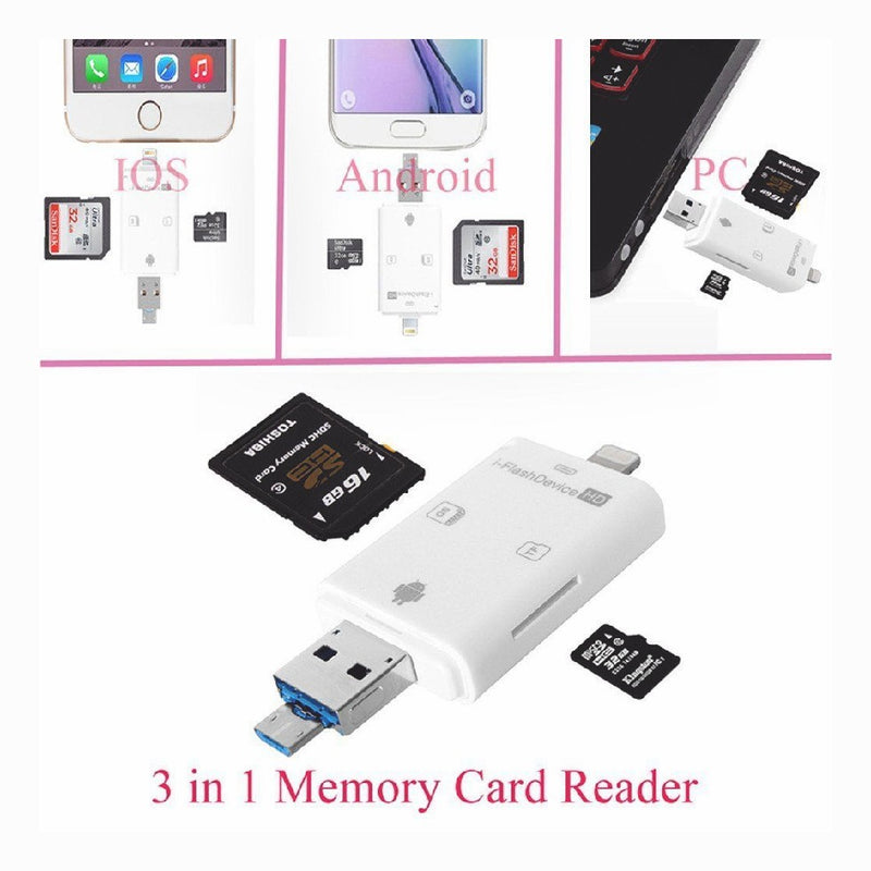 Card Reader External Dual Storage iFlash Device for iOS HD USB Micro SD SDHC OTG