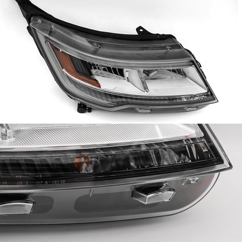 Headlights Assembly LH RH for Ford Explorer Chrome w/ LED DRL 2016-2019 Pair