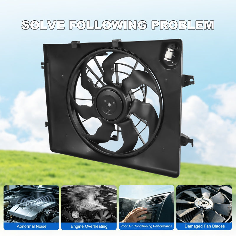 Radiator Condenser Cooling Fan Assembly for Hyundai Sonata 2011 2012 2.4L