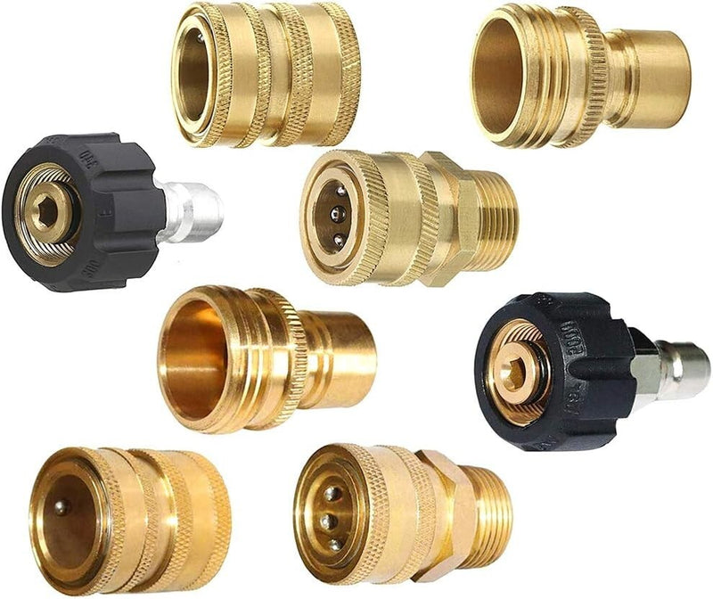 Pressure Washer Adapter Set 9pcs M22 3/8 inch Quick Connect for Power Washer Hos