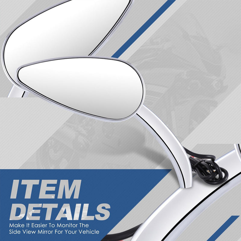 Motorcycle Rear View Side Mirrors LED Turn Signal for Harley Road King Sportster