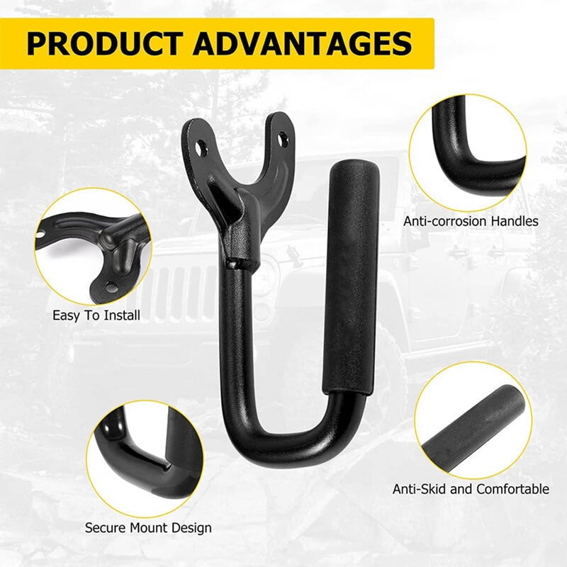 Pair Black Steel Front Grab Handles for Jeep Wrangler TJ Unlimited 1997-2006