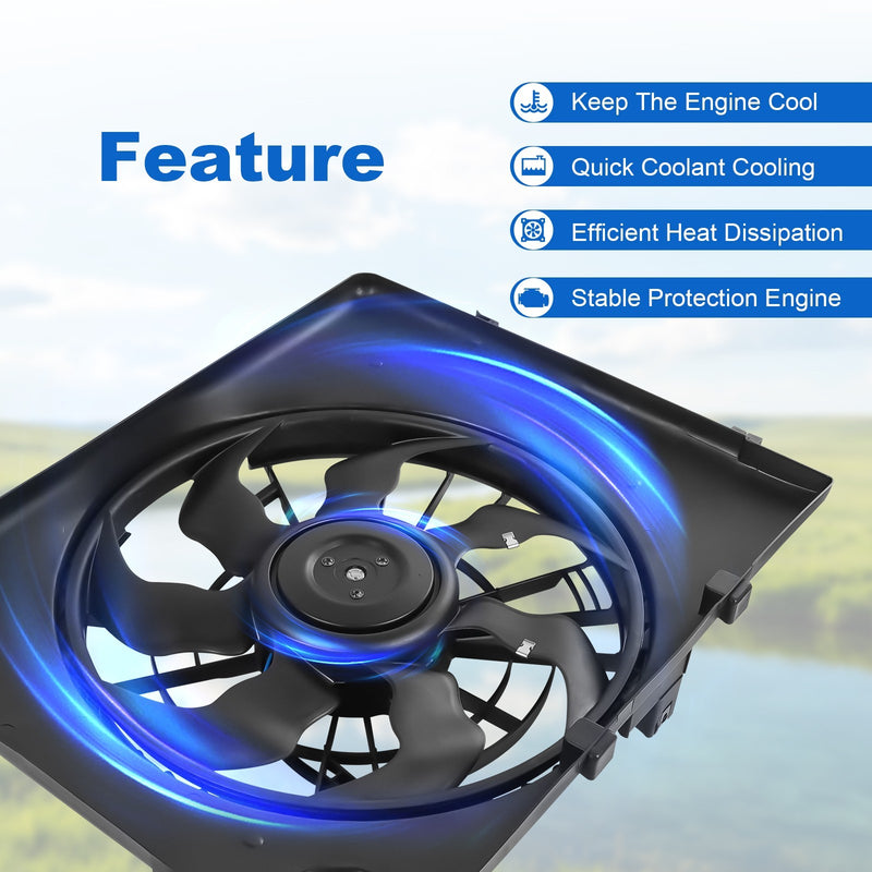 Radiator Condenser Cooling Fan Assembly for Hyundai Sonata 2011 2012 2.4L