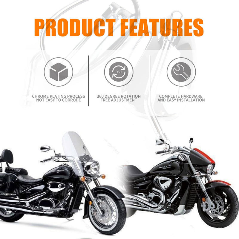 2X Chrome Motorcycle Mirrors for Yamaha Virago XV 250 500 535 700 750 920 1100