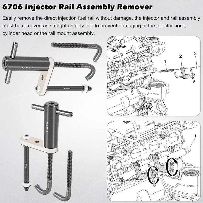 6706 Fuel Injector Rail Remover Tool EN-49248 for Chevy GMC Cadillac GM
