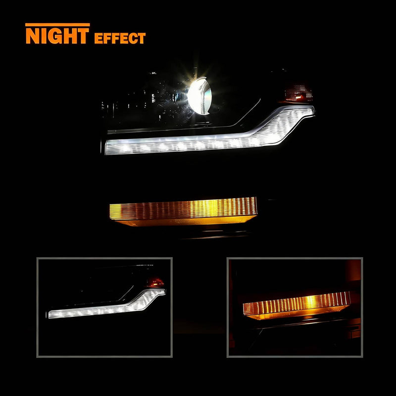 Headlight Trim HID Xenon LED DRL Set for Chevy Silverado 1500 2016-2018