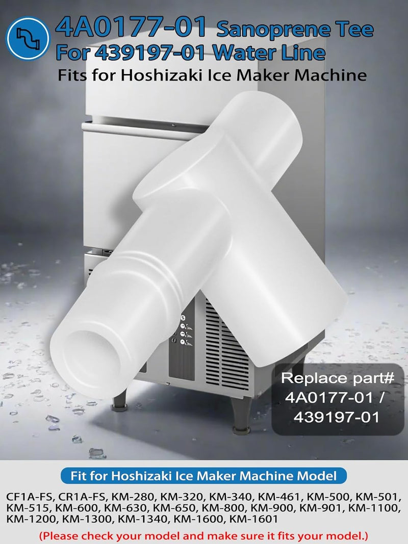4A0177-01 Sanoprene Tee for Hoshizaki Ice Machine Water Line Connector 439197-01