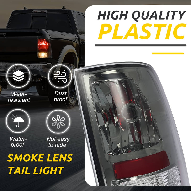 DURAFORCE Left Right Smoke Tail Lights Brake Lamps for Dodge Ram 1500 2500 3500 2009-2018