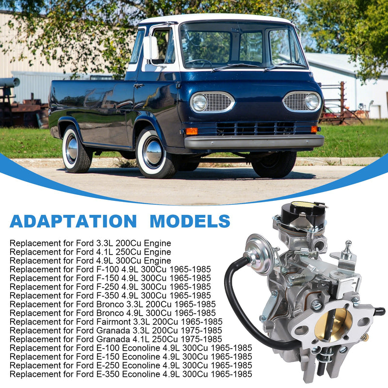 Carburetor for Ford F100 F150 4.9L 300 Cu 1-Barrel with Electric Choke 65-85