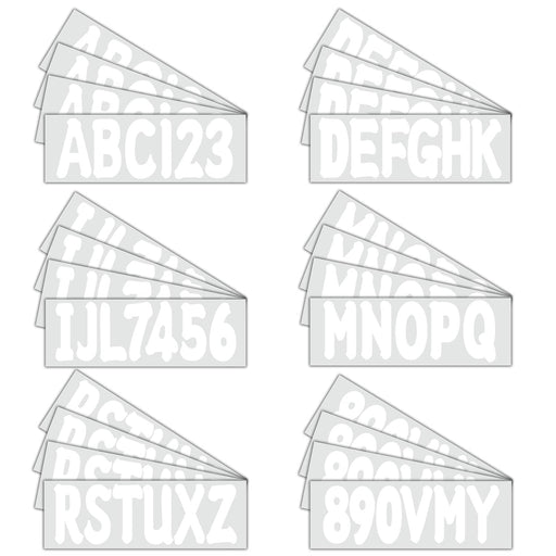 DURAFORCE Boat Registration Identification Numbers White Sticker Decals A-Z & 0-9 4 Sets