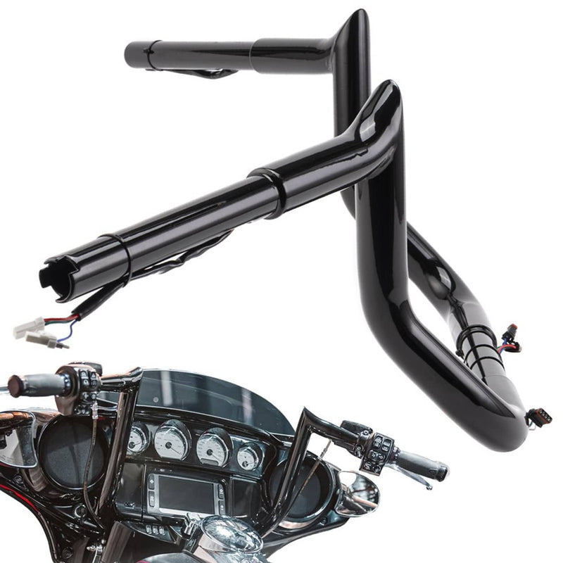 Gloss Black 10" Pre-Wired Meathook Handlebar for Harley Electra Street Glide 14+