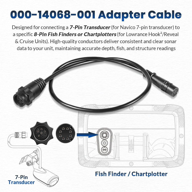 000-14068-001 7-Pin Transducer Adapter Cable for Lowrance Hook² Reveal Cruise