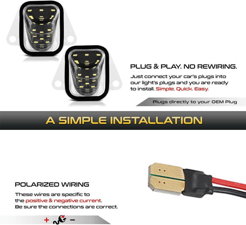 2X LED License Plate Tag Light Lamp for 2007-2014 Chevy Tahoe Suburban GMC Yukon