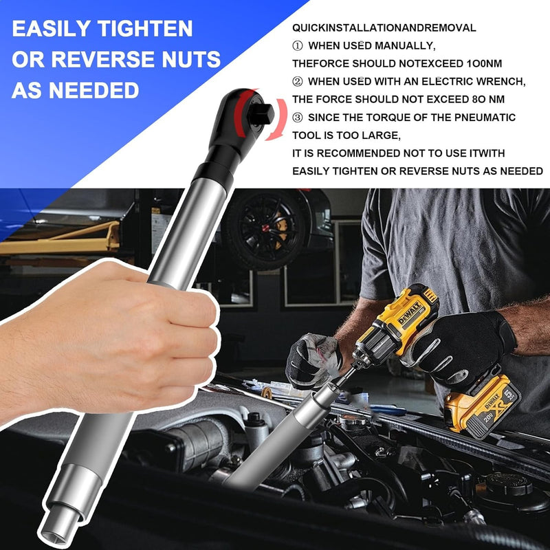 1/2" Offset Extension Wrench Impact Ratchet for Electric Drill 3/8" 1/4