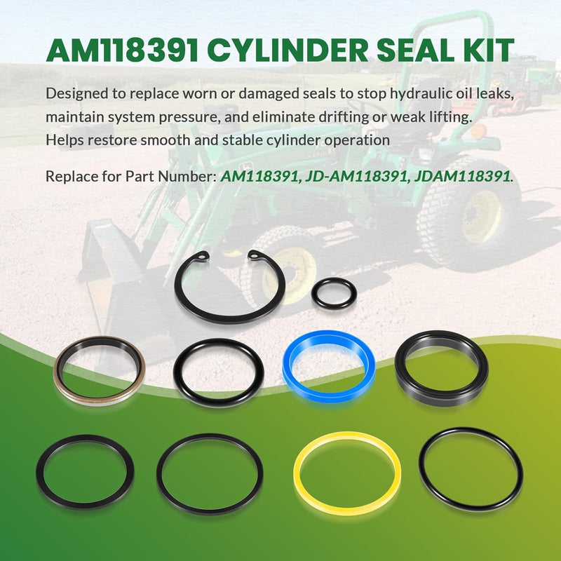 AM118391 Cylinder Seal Kit for John Deere 40 44 60 70 70A Loader 1-1/2” Bore