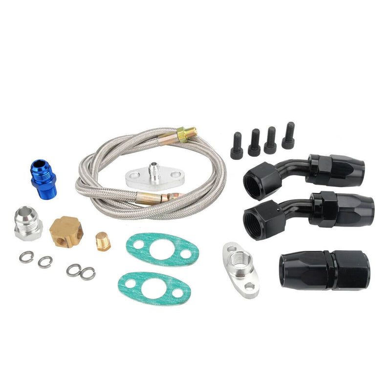 Turbo Oil Drain Return Line Feed Kit for T3 T4 T70 T66 GT35 Turbocharger