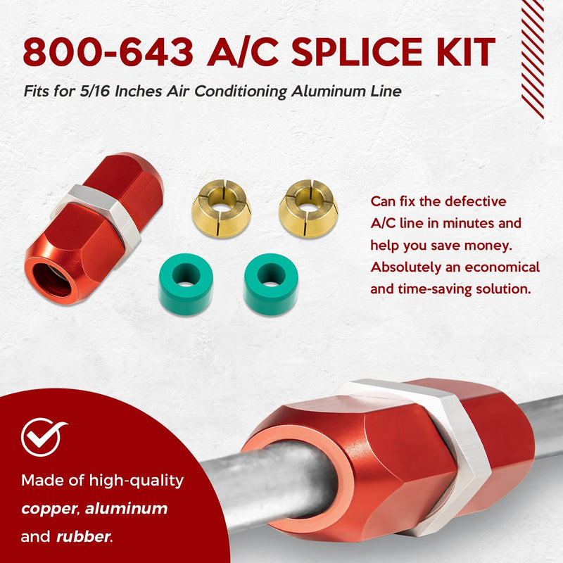 800-643 5/16" Aluminum Line Splice Repair Kit 5PCS for A/C Coolant