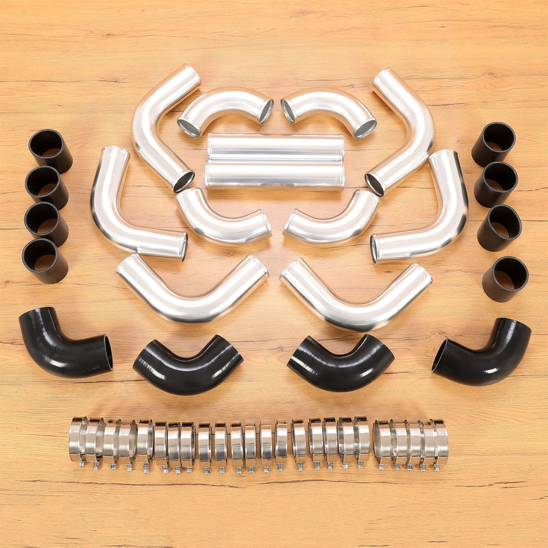 3" Universal Aluminum Turbo Intercooler Elbow Pipe Kit for Silicone Hose Clamp
