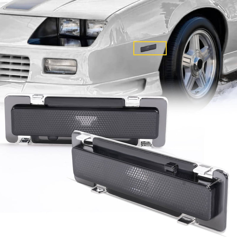 DURAFORCE Side Marker Lights for Chevy Camaro for Pontiac Firebird 1982-1992 Smoke Lamps 2