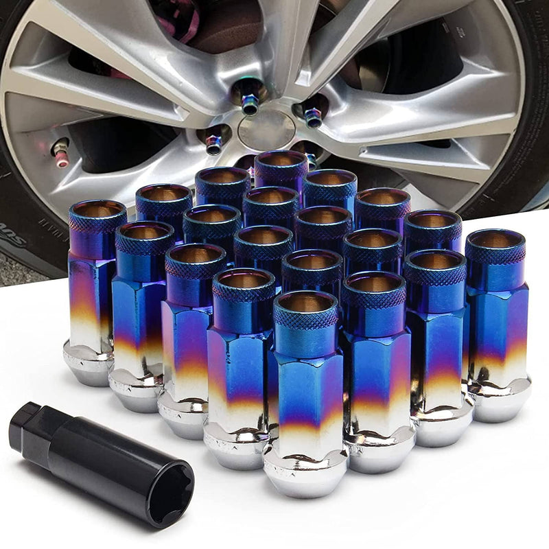 20Pcs Extended Forged Steel Wheel Tuner Lug Nuts Open End Light M12x1.25mm