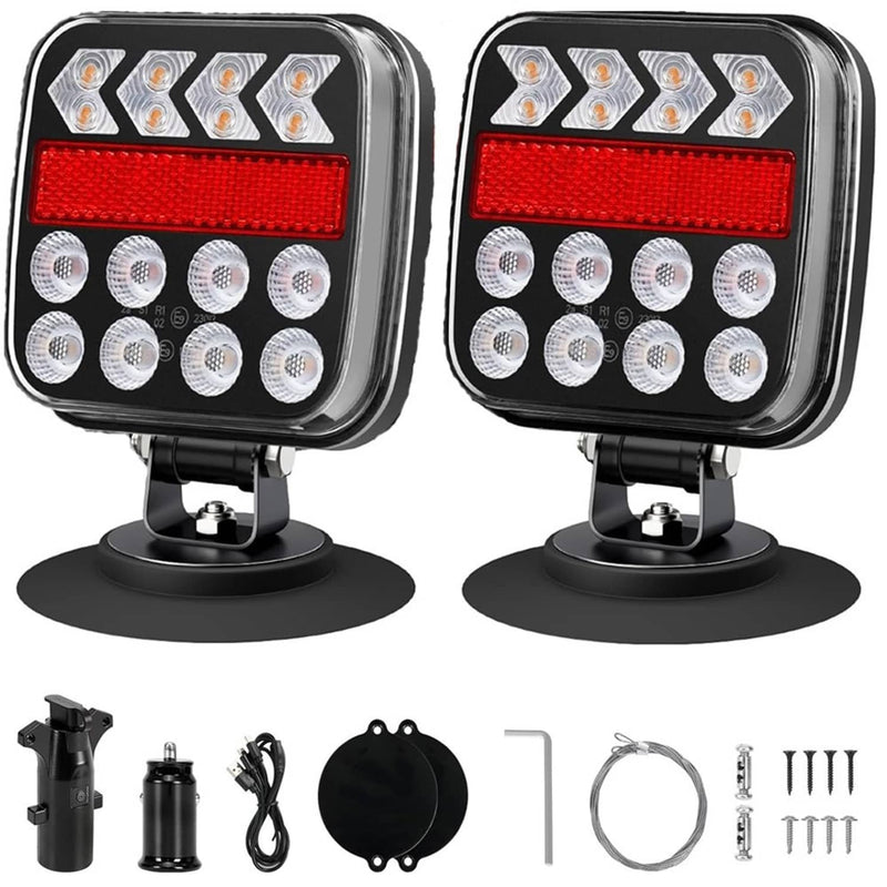 Wireless Magnetic Trailer Light Kit Rechargeable LED Tail Light for Trailer