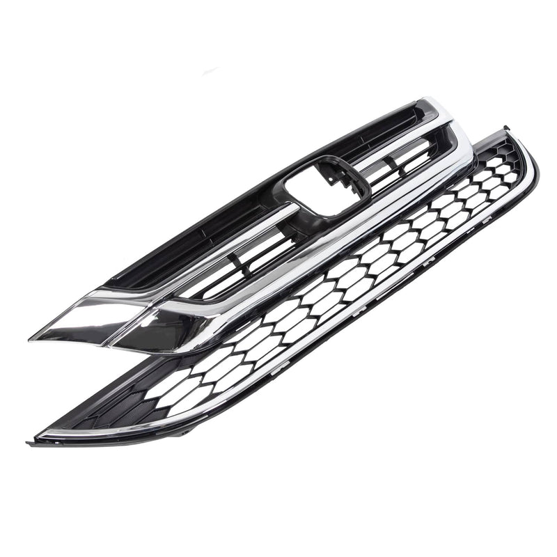 DURAFORCE Front Bumper Upper & Lower Grille ABS Chrome for Honda CRV CR-V 2010 2011