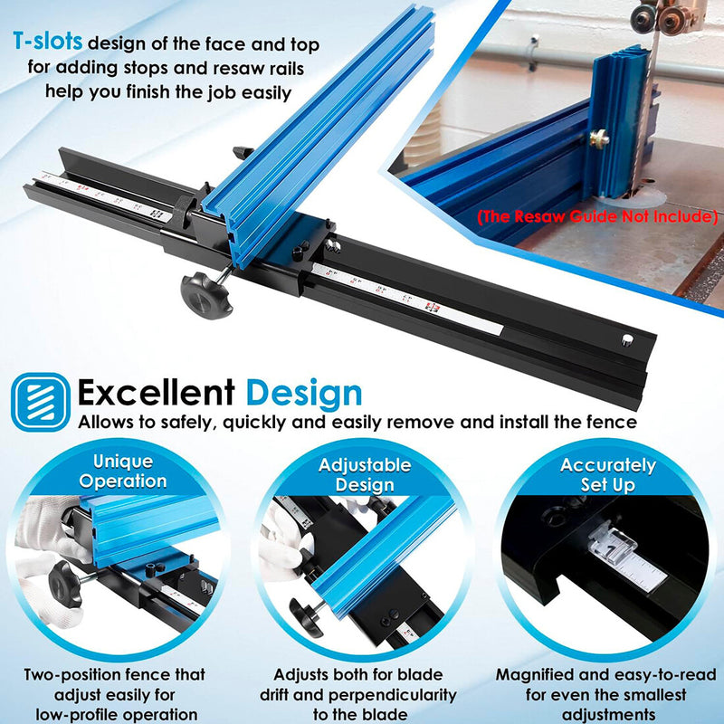 KMS7200 Bandsaw Fence for 14-Inch Band Saw Blade Drift Angle Cutting
