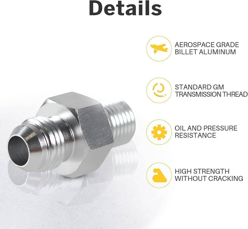 6AN Flare to 1/4" NPSM Transmission Adapter Fittings for TH350 TH400 700R4 2Pcs