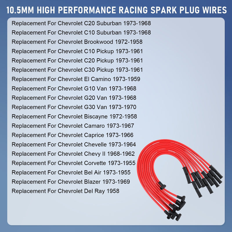 HEI Spark Plug Wires Set 90 to Straight for Chevy SBC BBC 350 383 400 454 V8