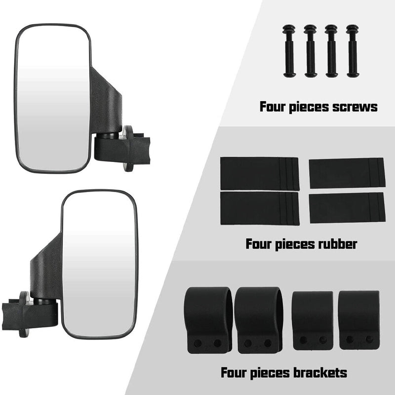 Rear View Side Mirrors 1.75-2" for Polaris Ranger RZR S XP Crew 570 800 900 1000