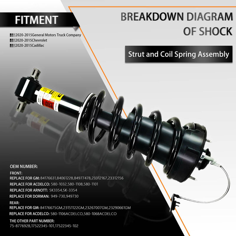 Front Rear Shock Strut Magnetic for GMC Yukon Denali Escalade Tahoe Suburban 4x