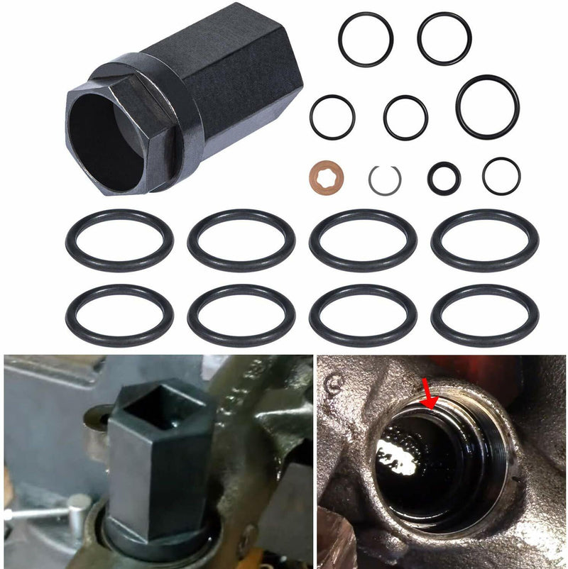 Oil Rail Ball Tube Socket Tool O-Ring Injector Seal Kit for Ford 6.0L 03-07