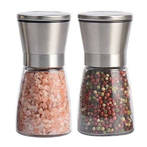 Refillable Salt and Pepper Grinder Set Shaker Stainless Steel for Kitchen