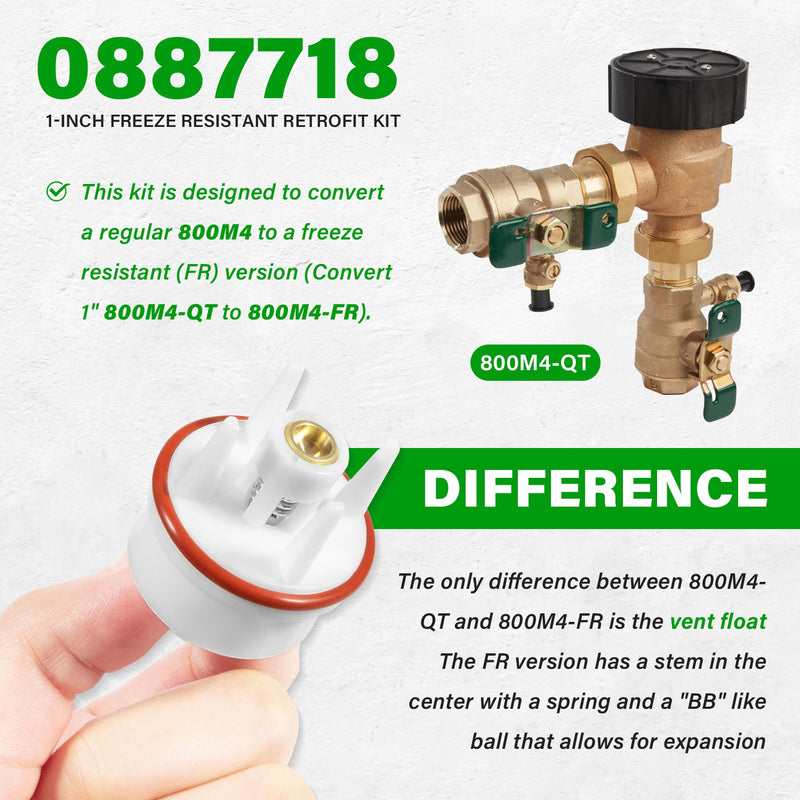 Replace for Watts 0887718 1-Inch Retro Kit Convert 800M4-QT to 800M4-FR