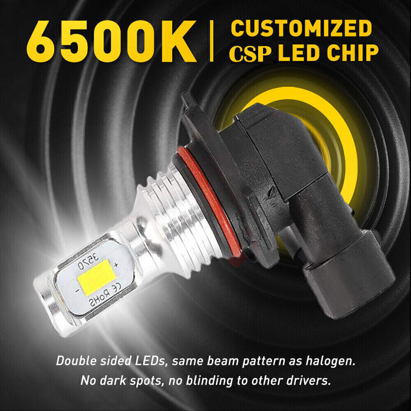 9005 9006 LED Headlights Kit Combo Bulbs 6500K High Low Beam Super White Bright