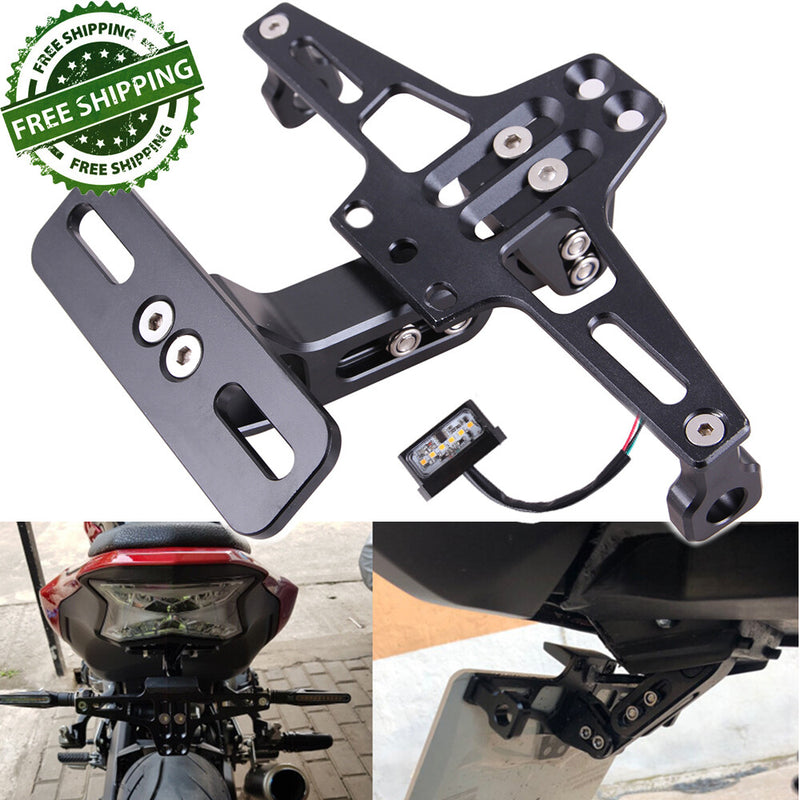 License Plate Holder Bracket LED Tail Light for Motorcycle CNC Fender Eliminator