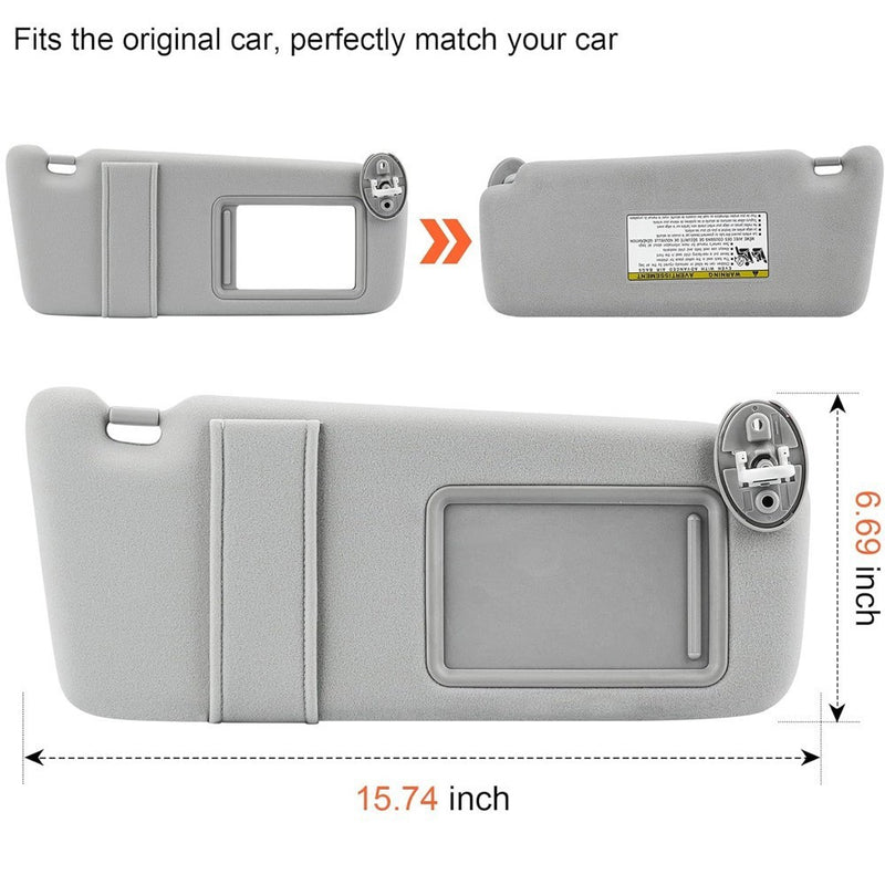 Sun Visor Pair Gray with Sunroof for Toyota Venza 2009-2016 74320-0T022-B1