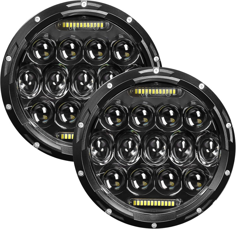 7" Round LED Headlights Halo Pair for Jeep Wrangler JK TJ LJ CJ