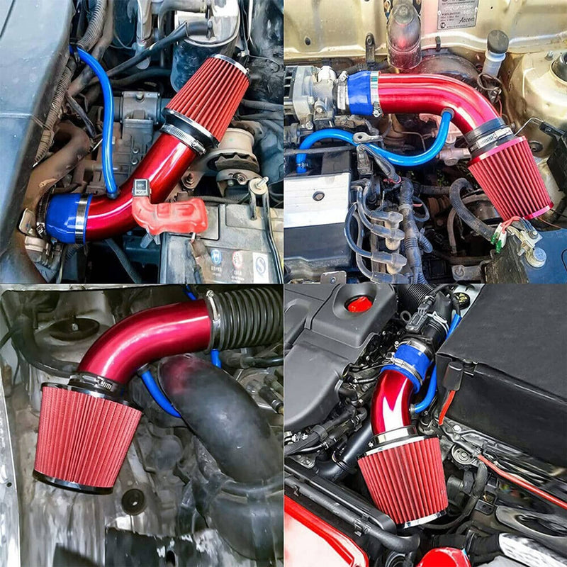 3" Cold Air Intake Filter Induction Kit Aluminum Pipe Power Flow Hose System