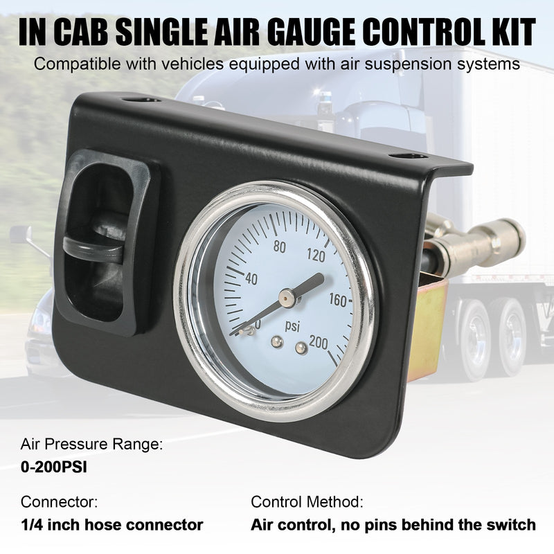 Single Air Gauge Control Kit for In-Cab Air Suspension System with Paddle Switch