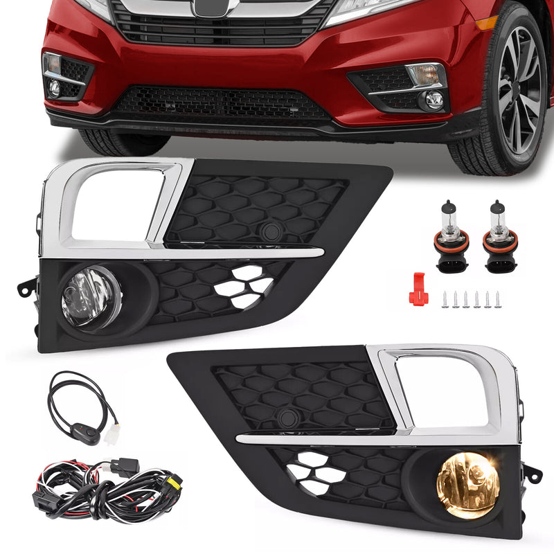 Front Bumper Fog Lamp Bezel Chrome Trim for Honda Odyssey 2018-2020 Set