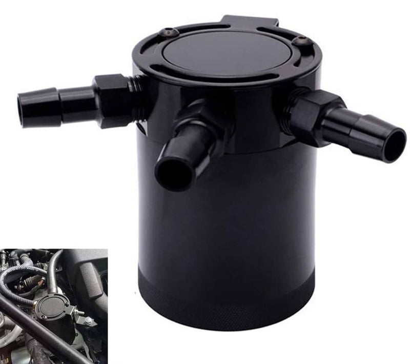 Aluminum 3-Port Oil Catch Can Tank Reservoir Air-Oil Separator Racing Baffled