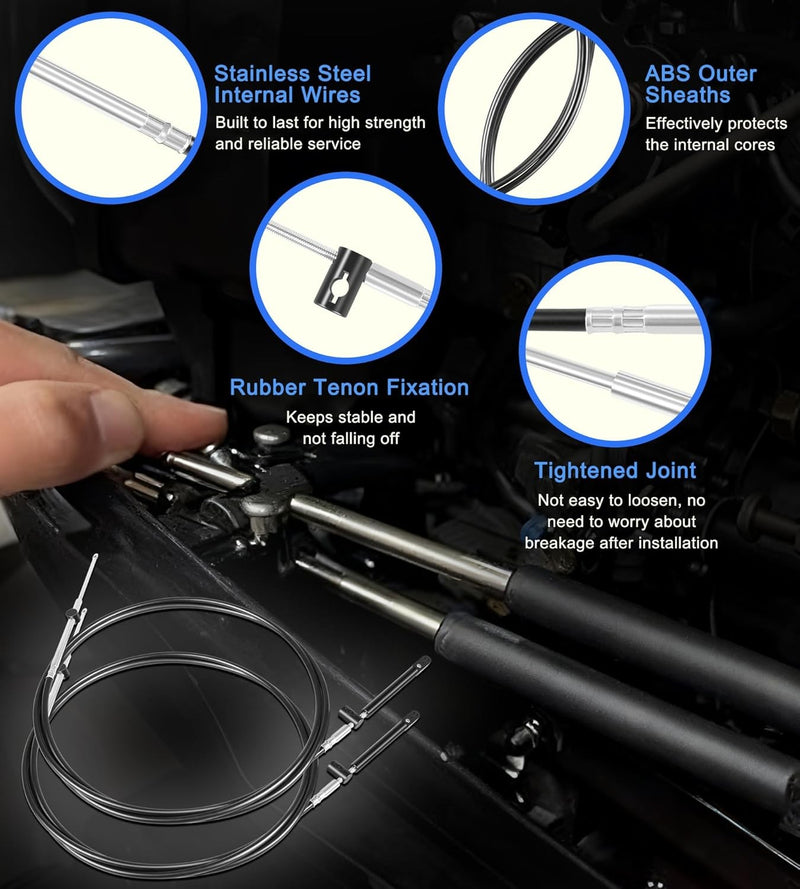 CC17910 10FT Boat Throttle And Shift Cables for Mercury 600A Gen1 Series