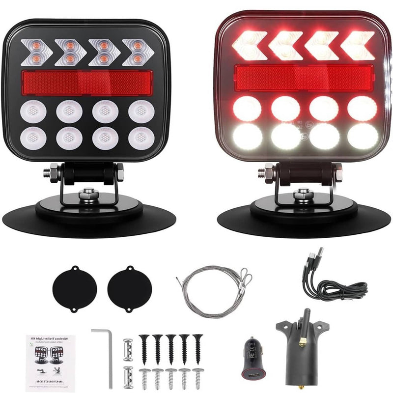 Wireless Magnetic Trailer Light Kit Rechargeable LED Tail Light for Trailer