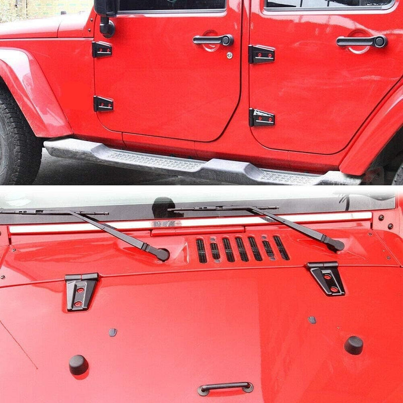 Exterior Door Hinge Cover and Hood Hinge Trim for Jeep Wrangler JK JKU 2007-2017